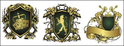 European gorgeous ribbon shield pattern vector material