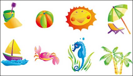 Summer beach subject  vector icon