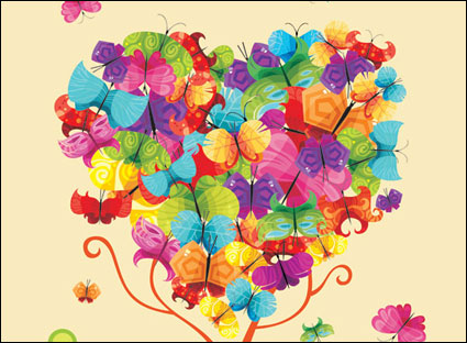 Colorful Butterfly Vector composed of trees