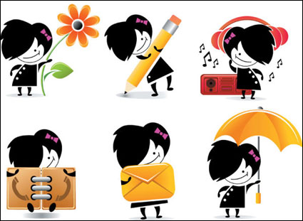 Cute cartoon character icons - vector material