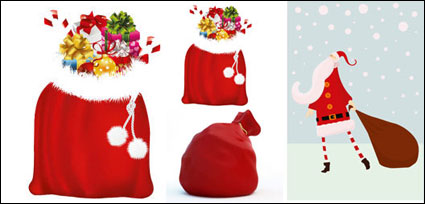 Santa Claus and gift bags - Vector