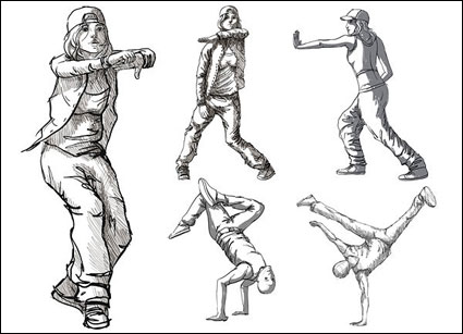 Dancing figures vector material