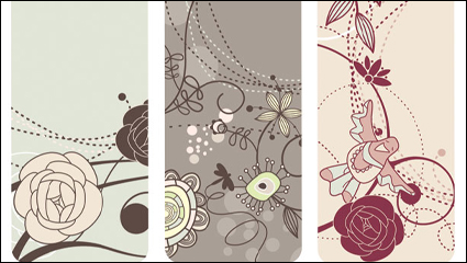 Fashion lovely bird flowers vector material -1