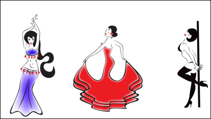 People silhouette dance 01 - vector material