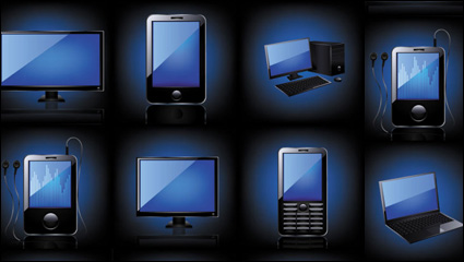 Blue technology products icon 03 - vector material