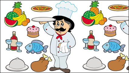 Cartoon characters cook 05 - vector
