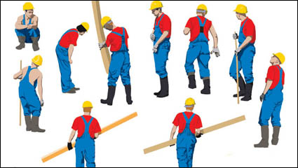 Vector of workers at work