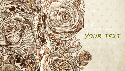 Retro pattern line draft background 03 - vector material