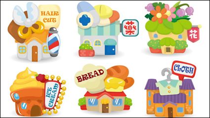 Cartoon houses 01 - vector material