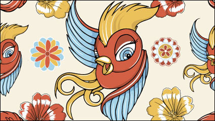 Cartoon love birds pattern 04 - vector material