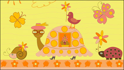 Cartoon illustration background 01 - vector material