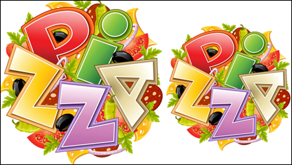 Cartoon pizza 05 - vector material