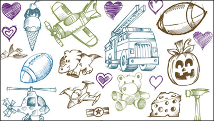 Line art cartoon toys - vector material