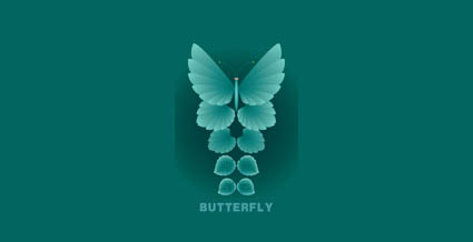 Material leaves and butterflies vector