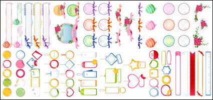 Tag, dialog boxes, bows, roses vector