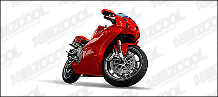 Ai vivid red motorcycle vector drawing material