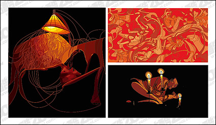 Abstract theme of female illustrations vector material