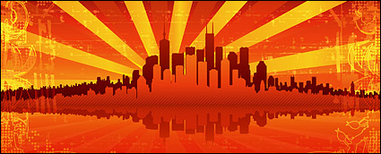 Fiery red of the summer city vector material