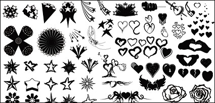 Go Media produced vector material - heart-shaped and star series