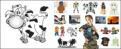 Animated cartoon characters, animals vector material